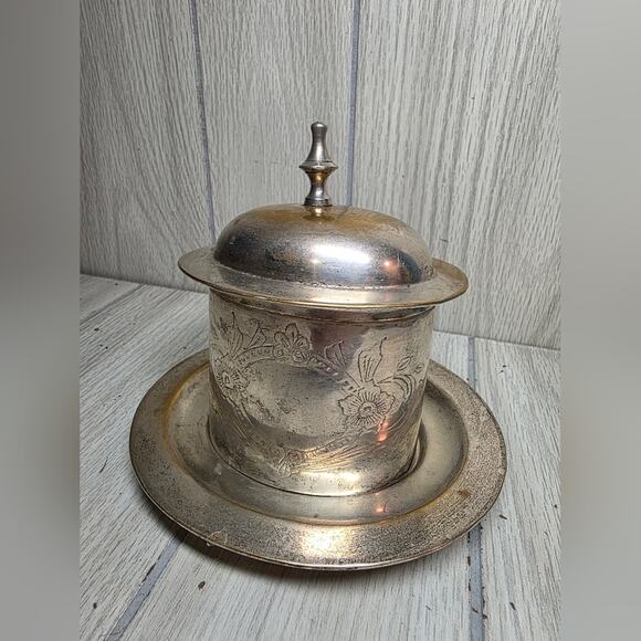 Vtg Handmade Engraved Silverplated Lided Trinket Box Iternational Silver Co - Picture 5 of 11